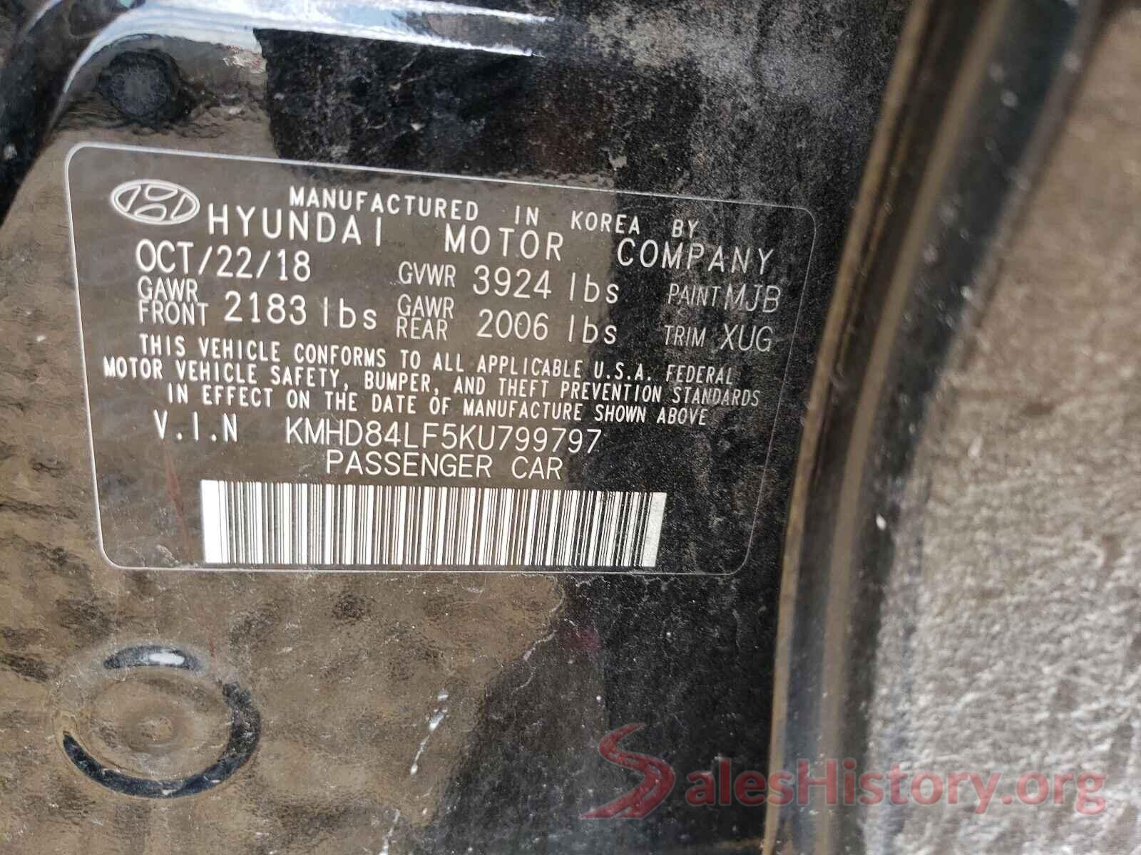 KMHD84LF5KU799797 2019 HYUNDAI ELANTRA