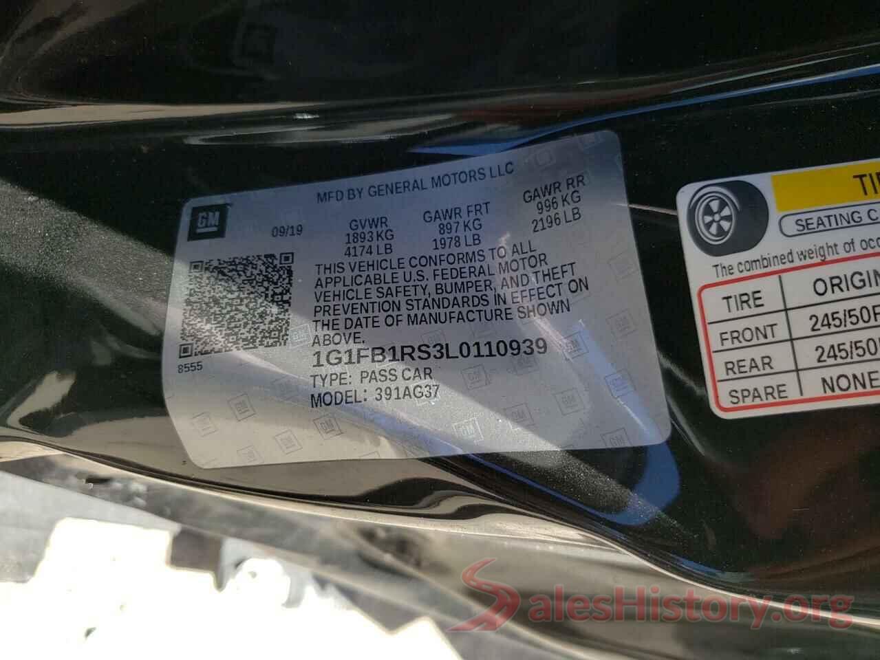 1G1FB1RS3L0110939 2020 CHEVROLET CAMARO