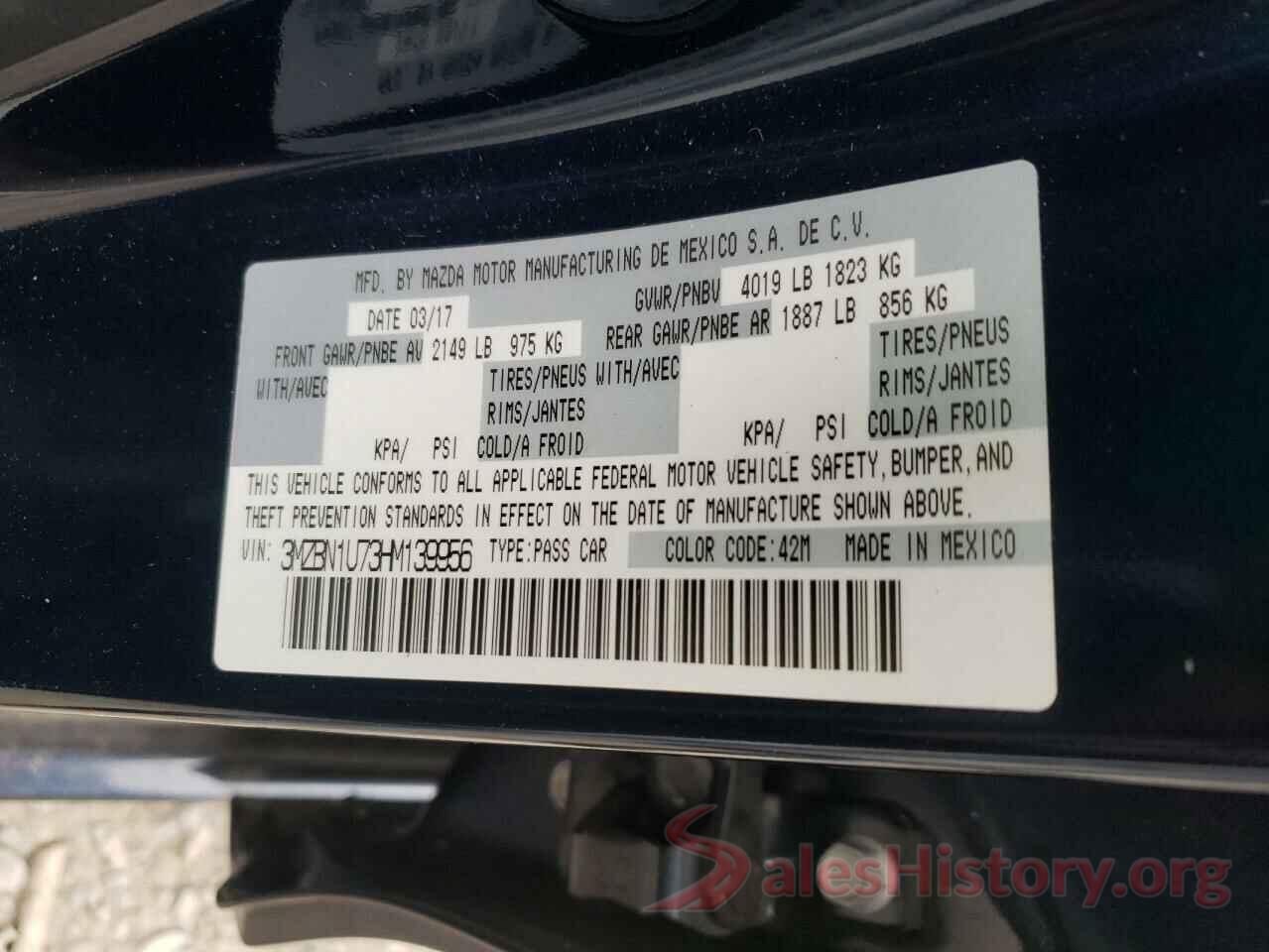 3MZBN1U73HM139956 2017 MAZDA 3