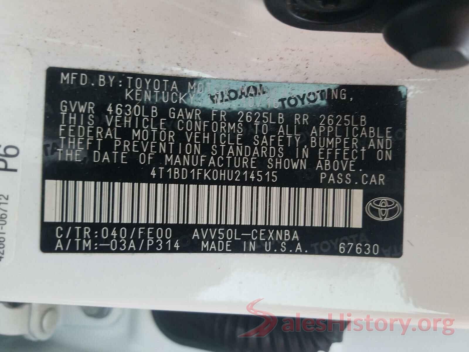 4T1BD1FK0HU214515 2017 TOYOTA CAMRY