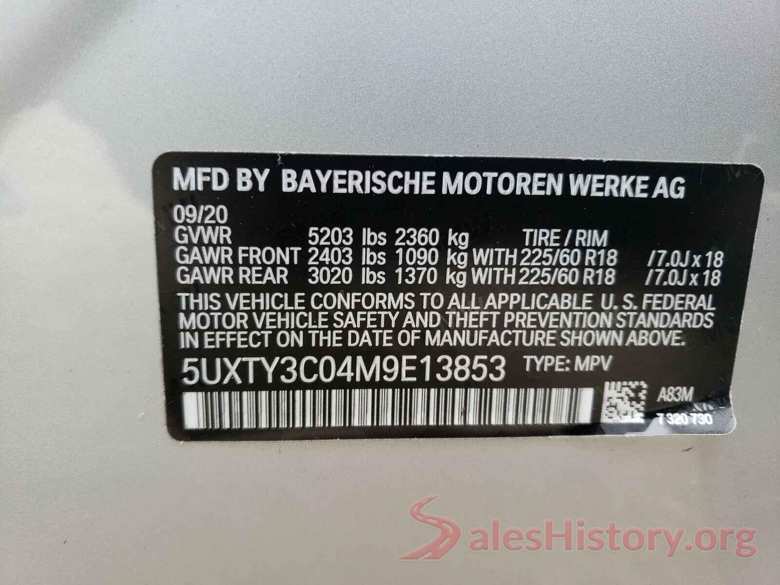 5UXTY3C04M9E13853 2021 BMW X3