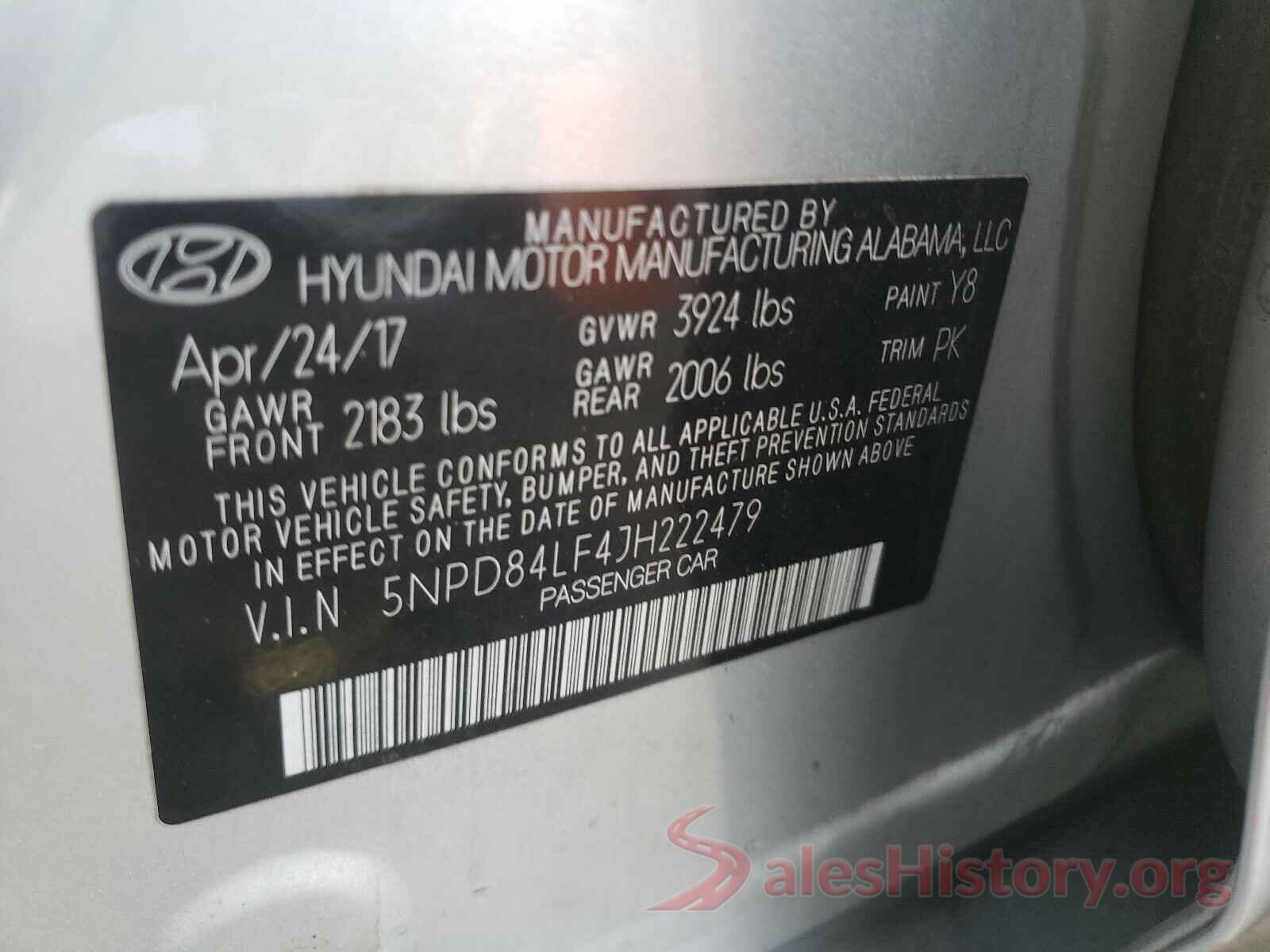 5NPD84LF4JH222479 2018 HYUNDAI ELANTRA