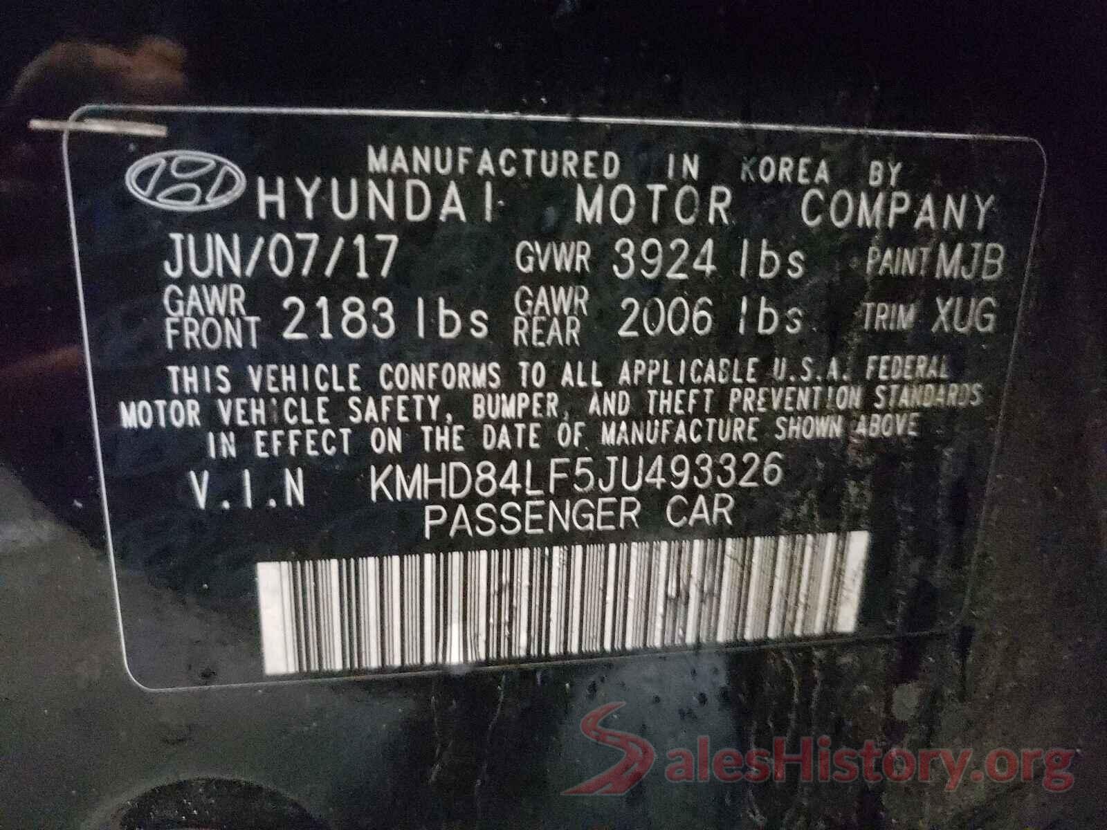 KMHD84LF5JU493326 2018 HYUNDAI ELANTRA