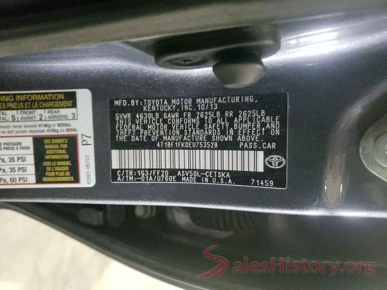 4T1BF1FK0EU753528 2014 TOYOTA CAMRY