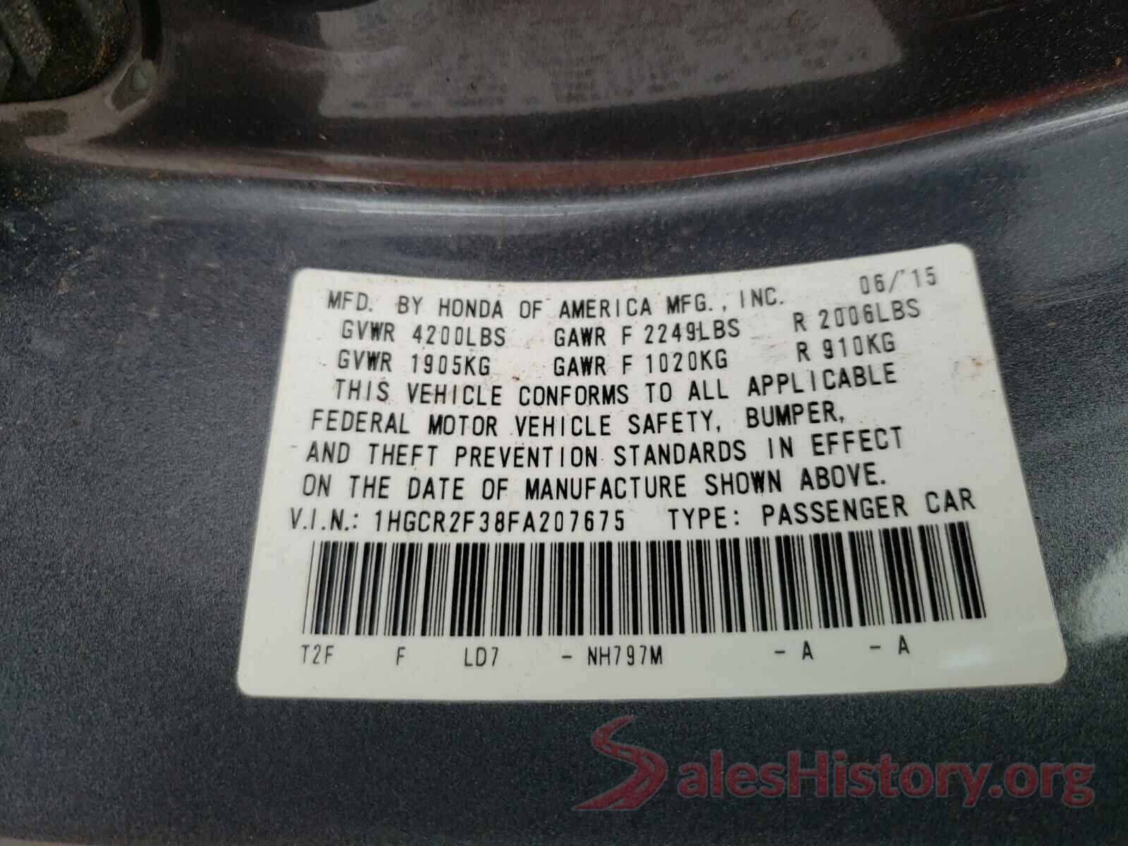 1HGCR2F38FA207675 2018 HONDA ACCORD