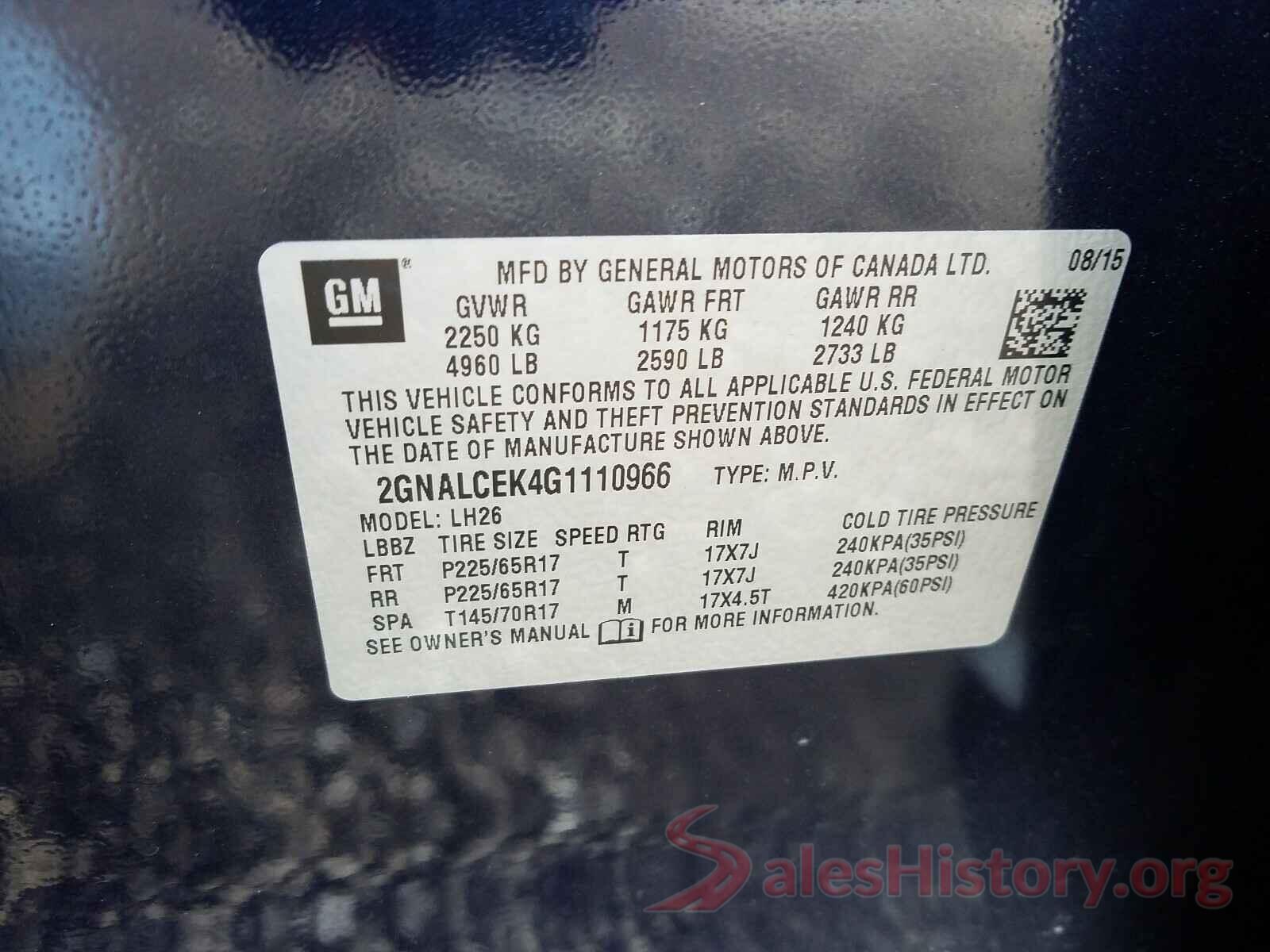 2GNALCEK4G1110966 2016 CHEVROLET EQUINOX