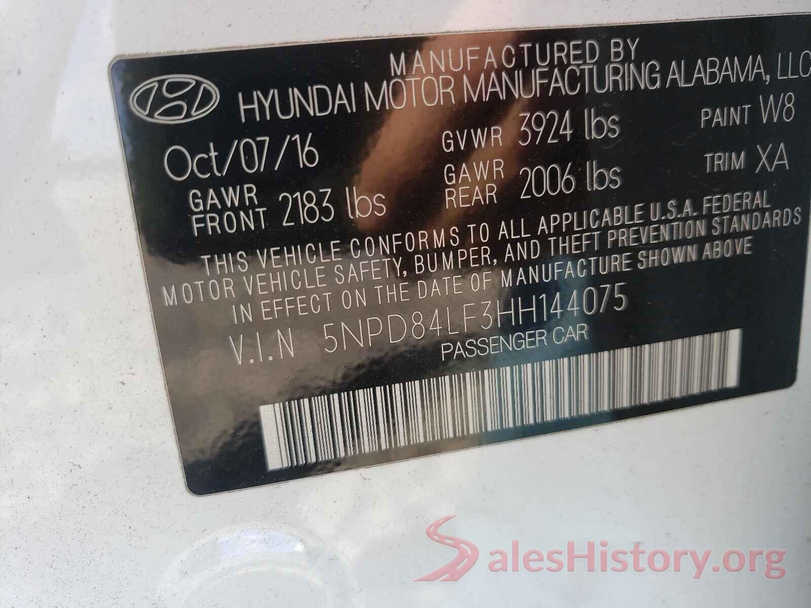 5NPD84LF3HH144075 2017 HYUNDAI ELANTRA