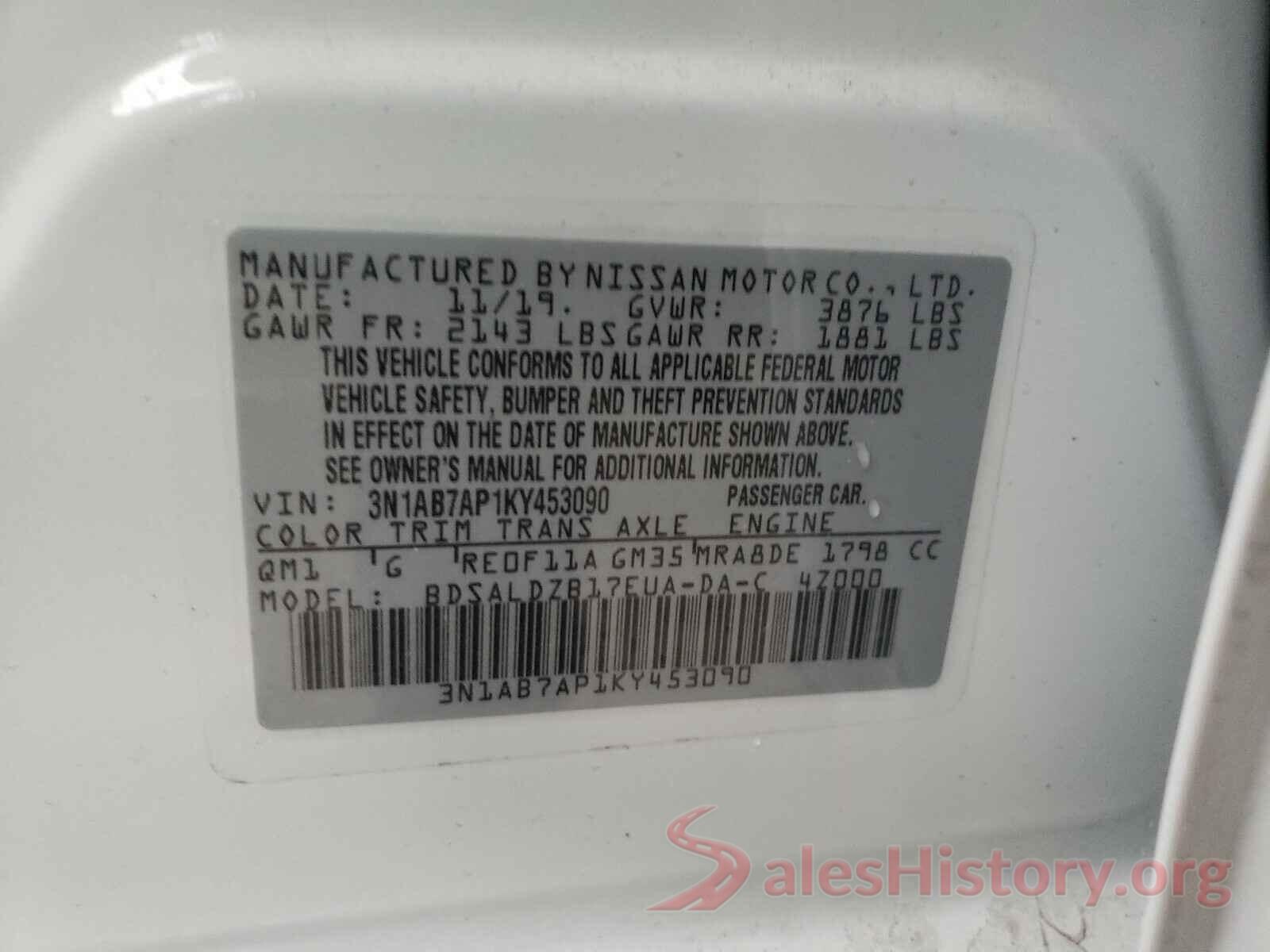 3N1AB7AP1KY453090 2019 NISSAN SENTRA