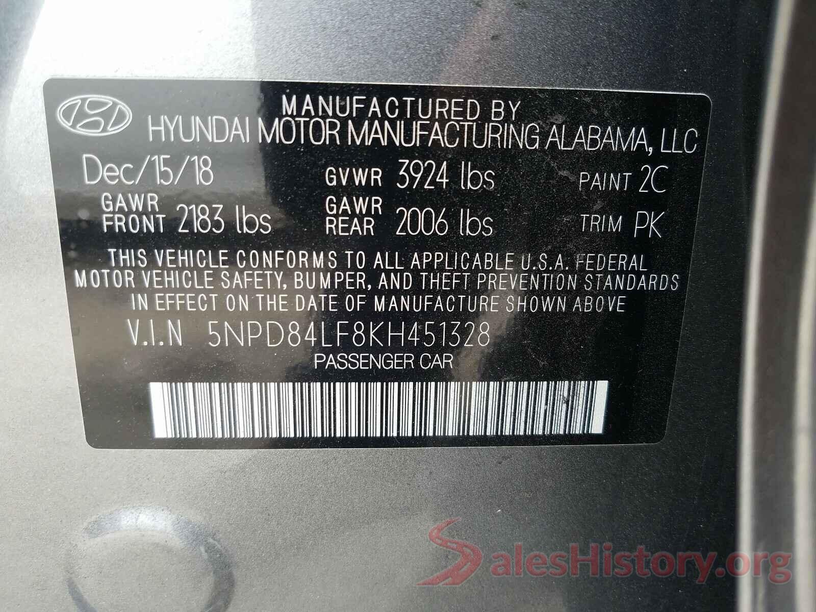 5NPD84LF8KH451328 2019 HYUNDAI ELANTRA