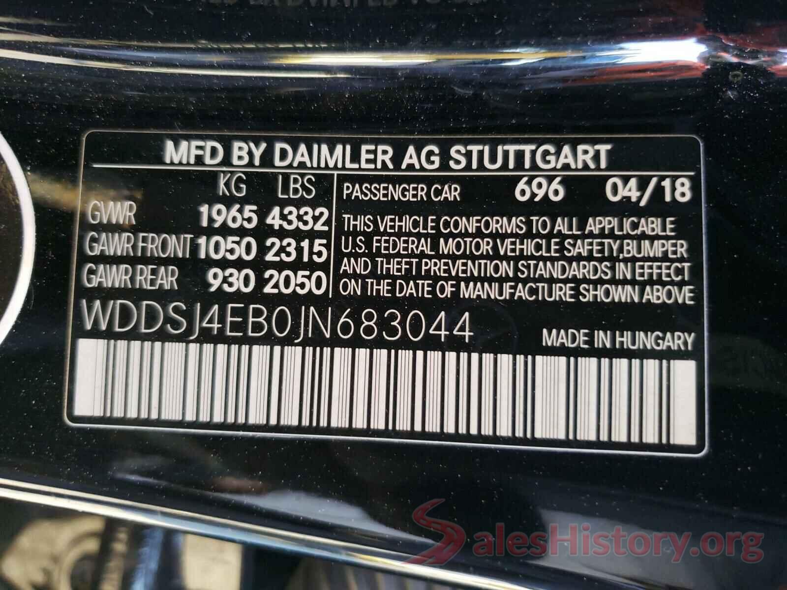 WDDSJ4EB0JN683044 2018 MERCEDES-BENZ C CLASS