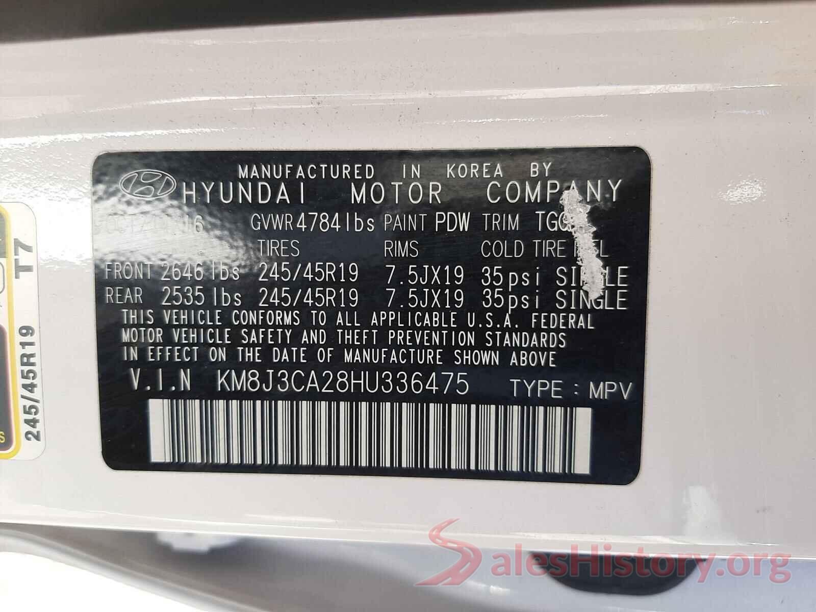 KM8J3CA28HU336475 2017 HYUNDAI TUCSON