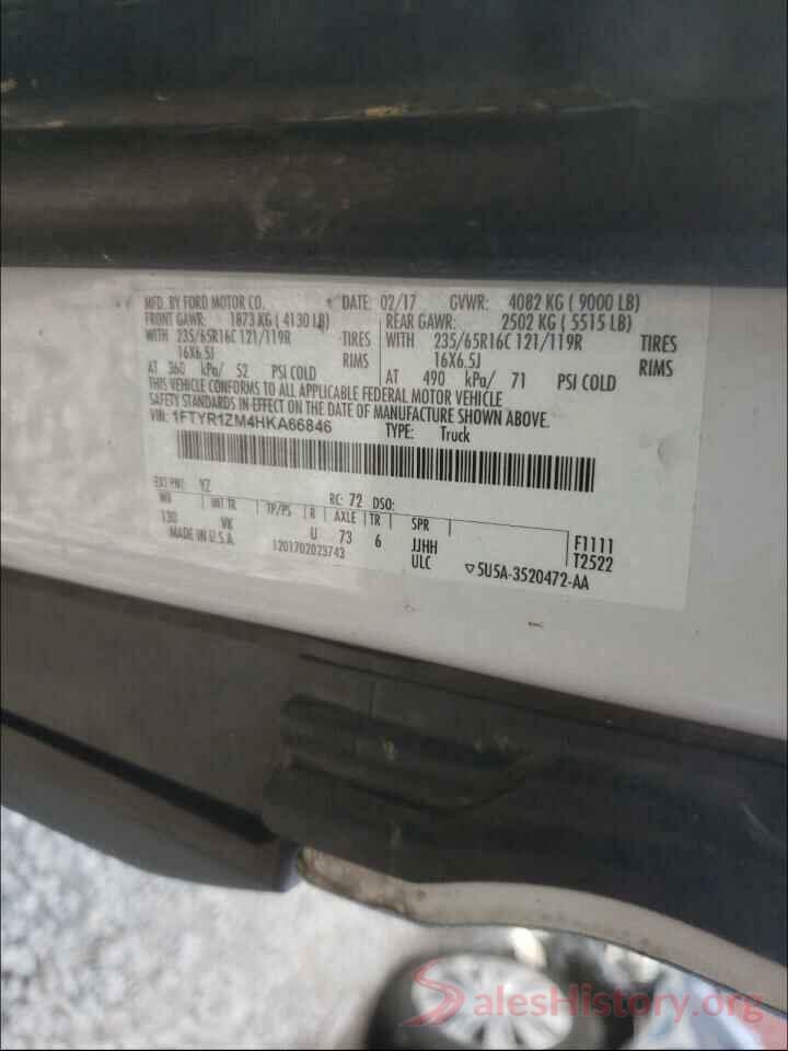 1FTYR1ZM4HKA66846 2017 FORD TRANSIT CO