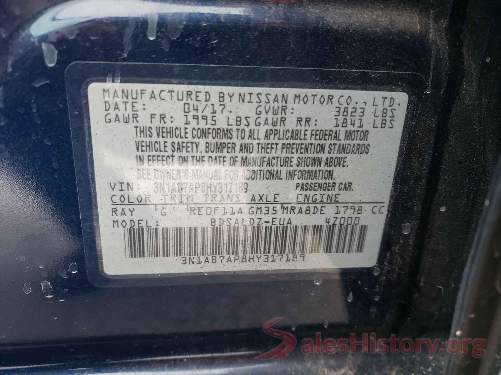 3N1AB7AP8HY317189 2017 NISSAN SENTRA