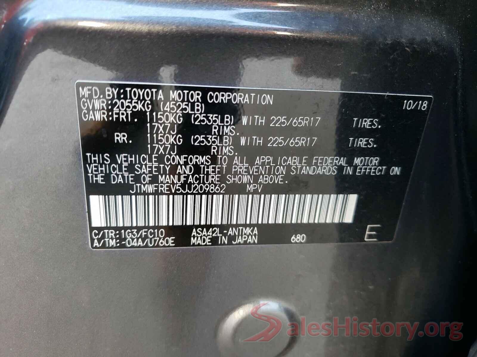 JTMWFREV5JJ209862 2018 TOYOTA RAV4