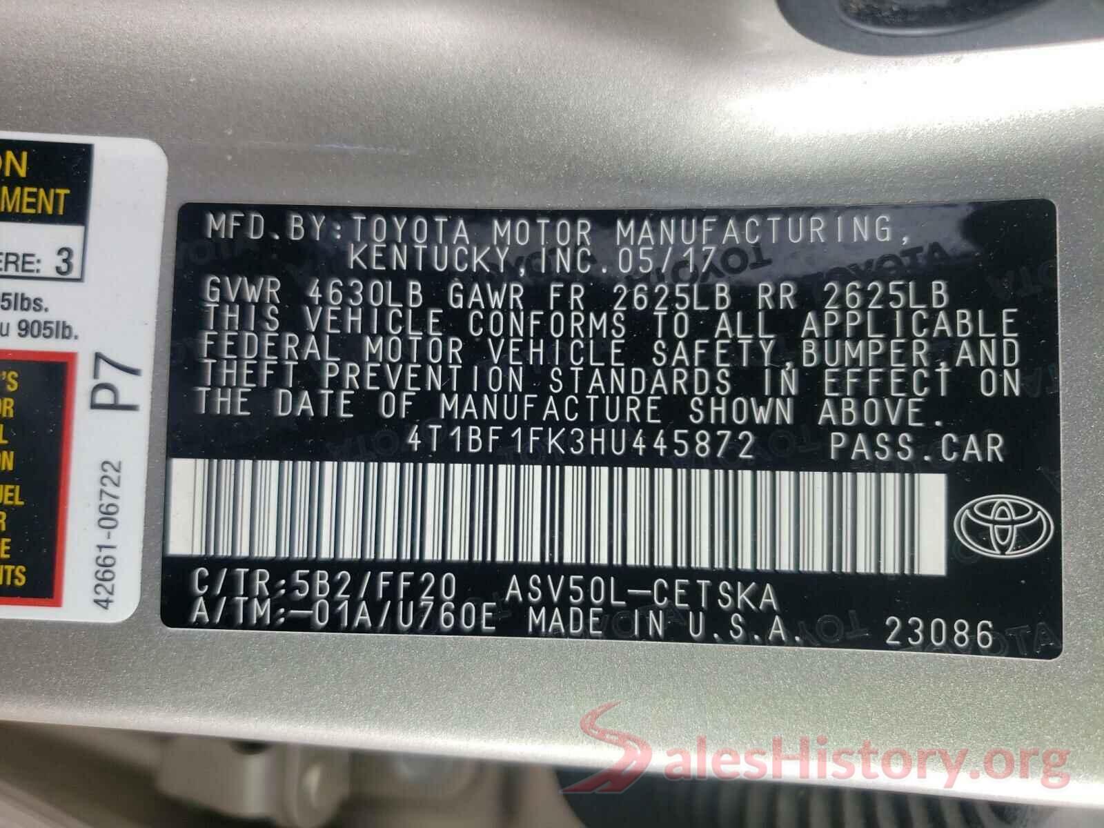 4T1BF1FK3HU445872 2017 TOYOTA CAMRY