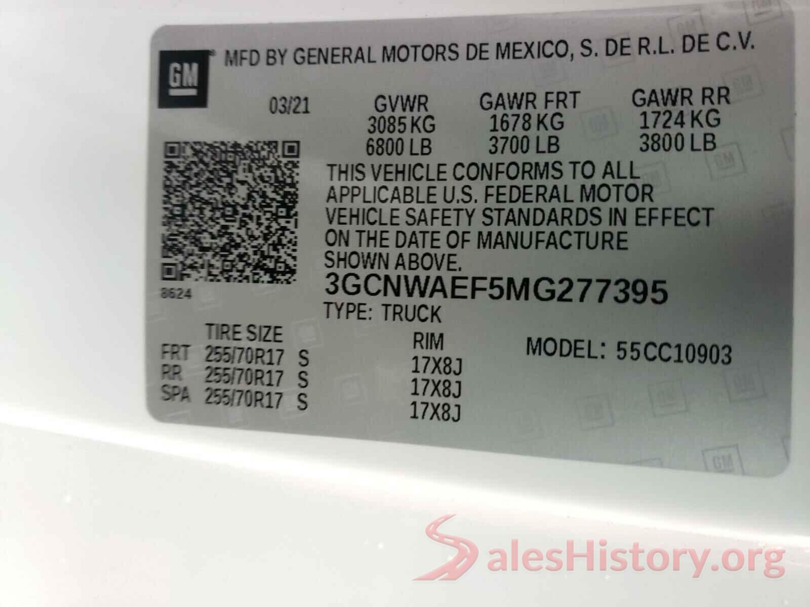 3GCNWAEF5MG277395 2021 CHEVROLET SILVERADO