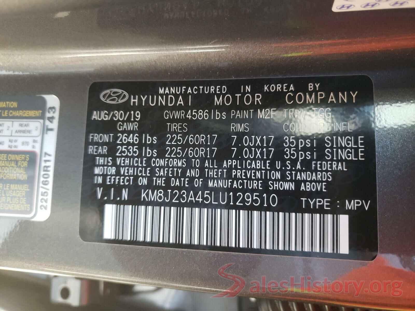 KM8J23A45LU129510 2020 HYUNDAI TUCSON