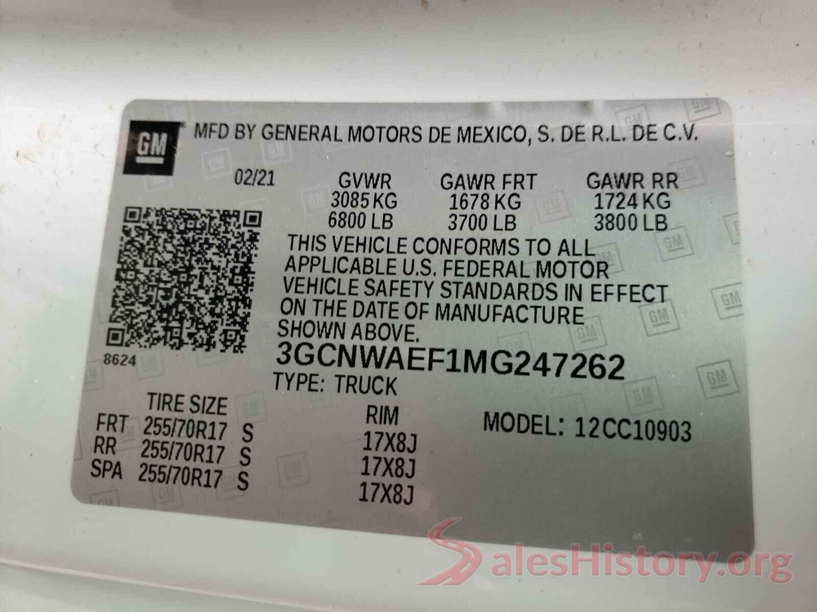 3GCNWAEF1MG247262 2021 CHEVROLET SILVERADO