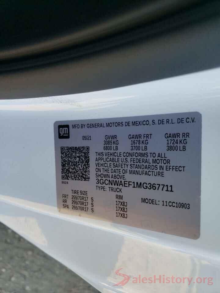 3GCNWAEF1MG367711 2021 CHEVROLET SILVERADO