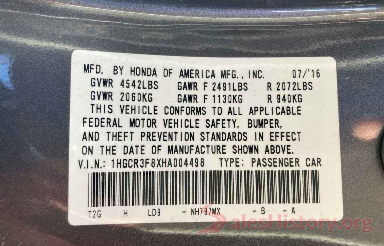 1HGCR3F8XHA004498 2017 HONDA ACCORD