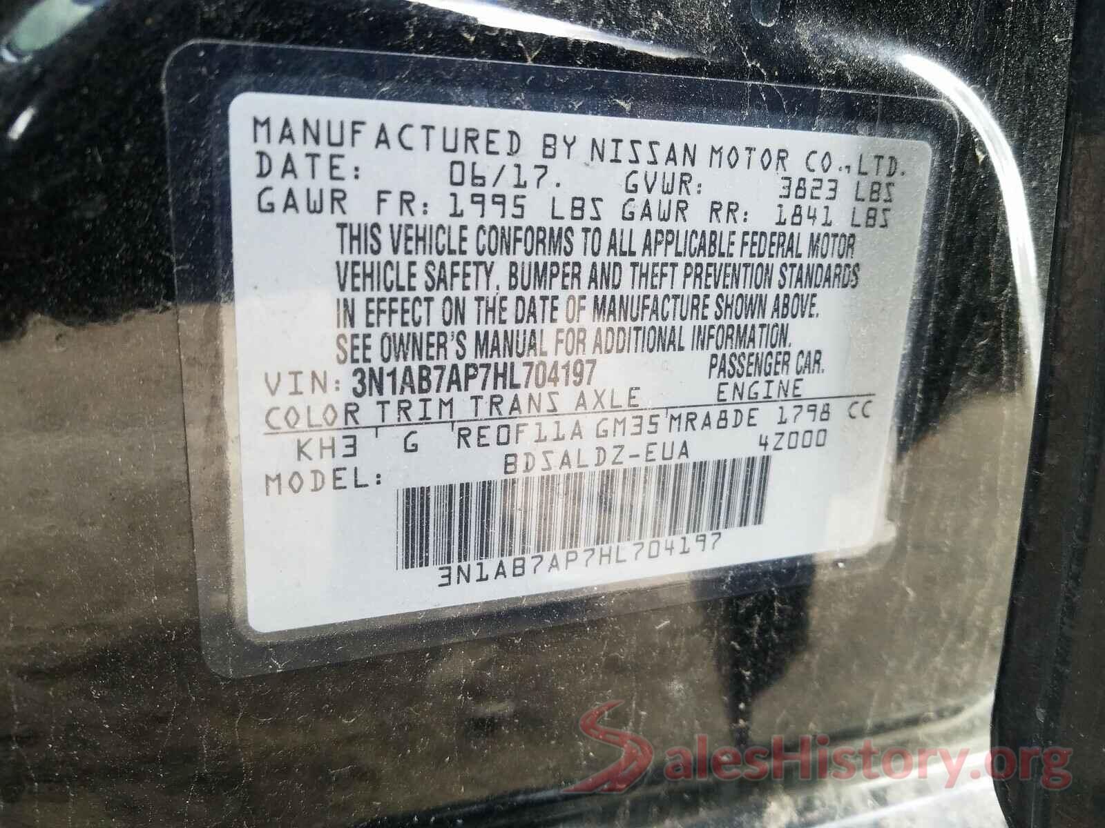 3N1AB7AP7HL704197 2017 NISSAN SENTRA