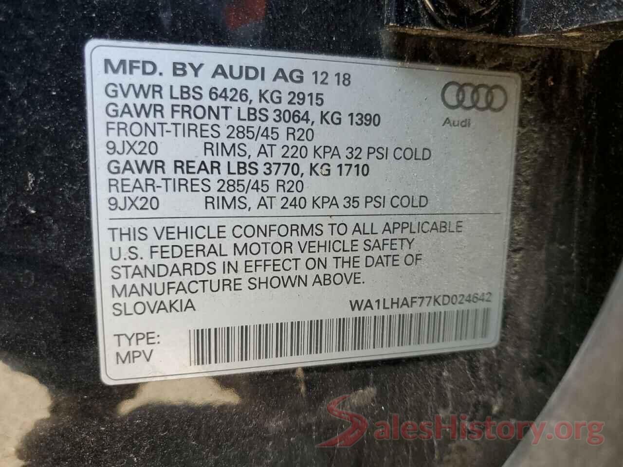 WA1LHAF77KD024642 2019 AUDI Q7