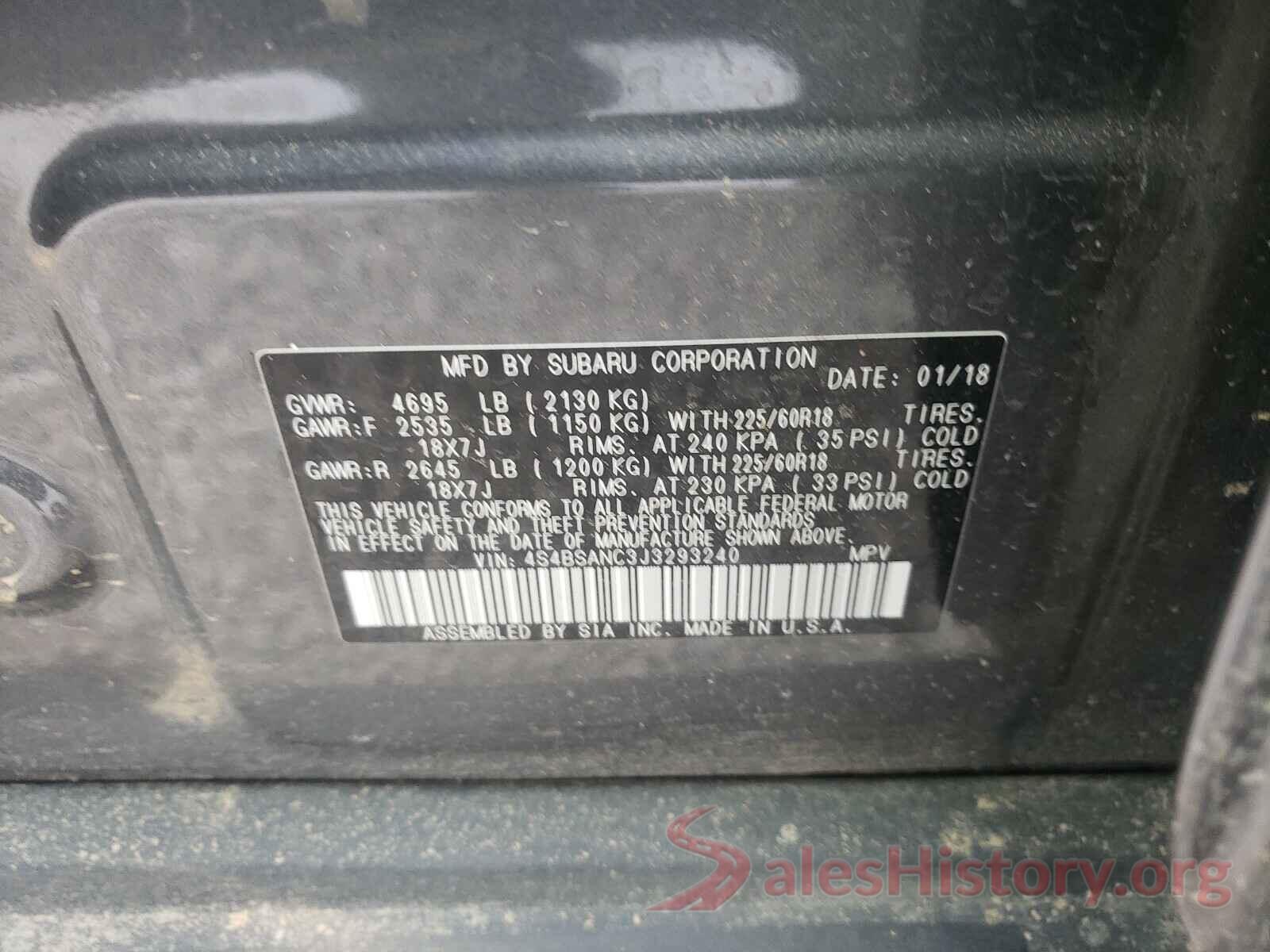 4S4BSANC3J3293240 2018 SUBARU OUTBACK