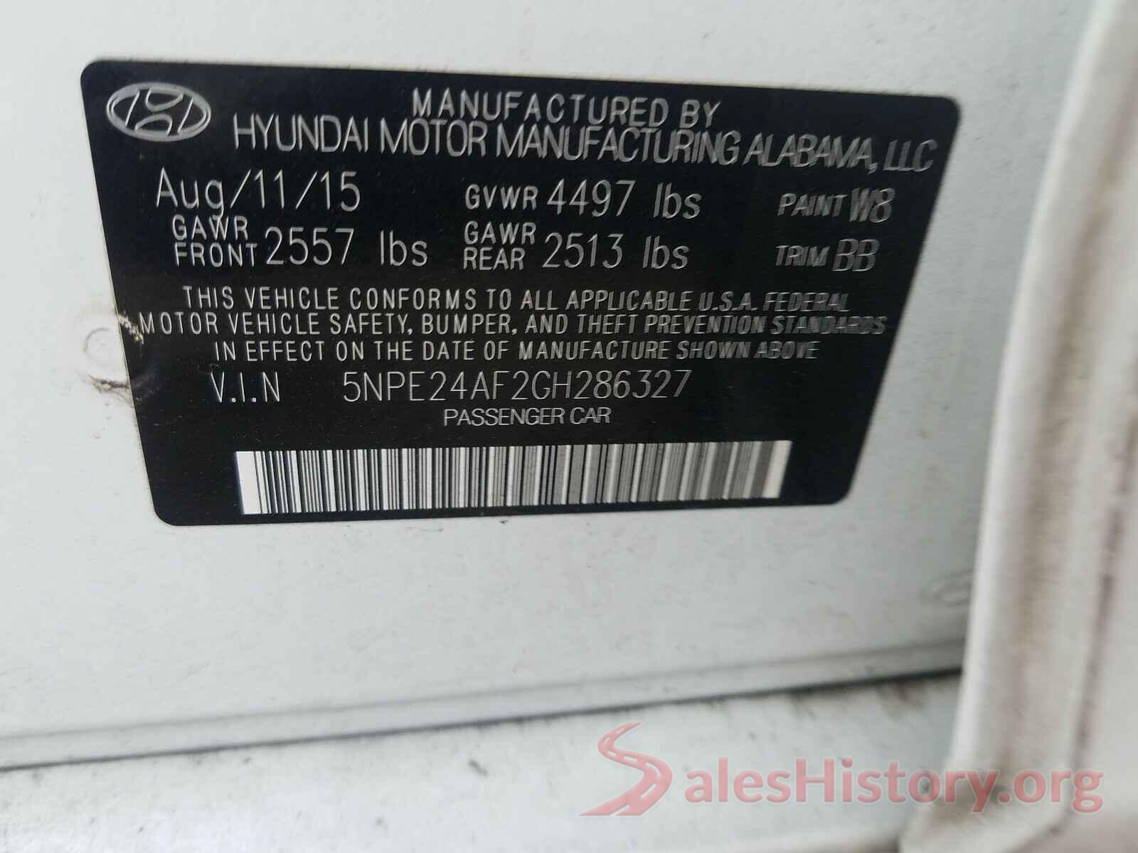 5NPE24AF2GH286327 2016 HYUNDAI SONATA