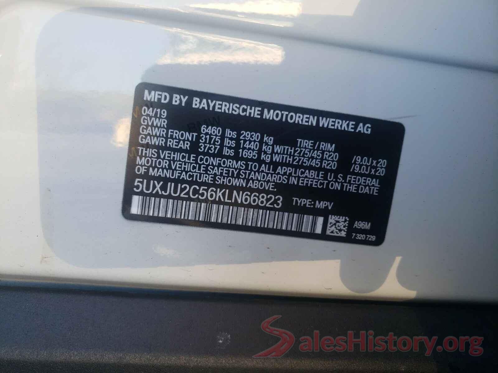 5UXJU2C56KLN66823 2019 BMW X5