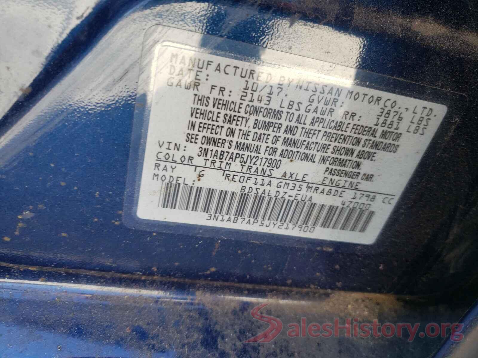 3N1AB7AP5JY217900 2018 NISSAN SENTRA