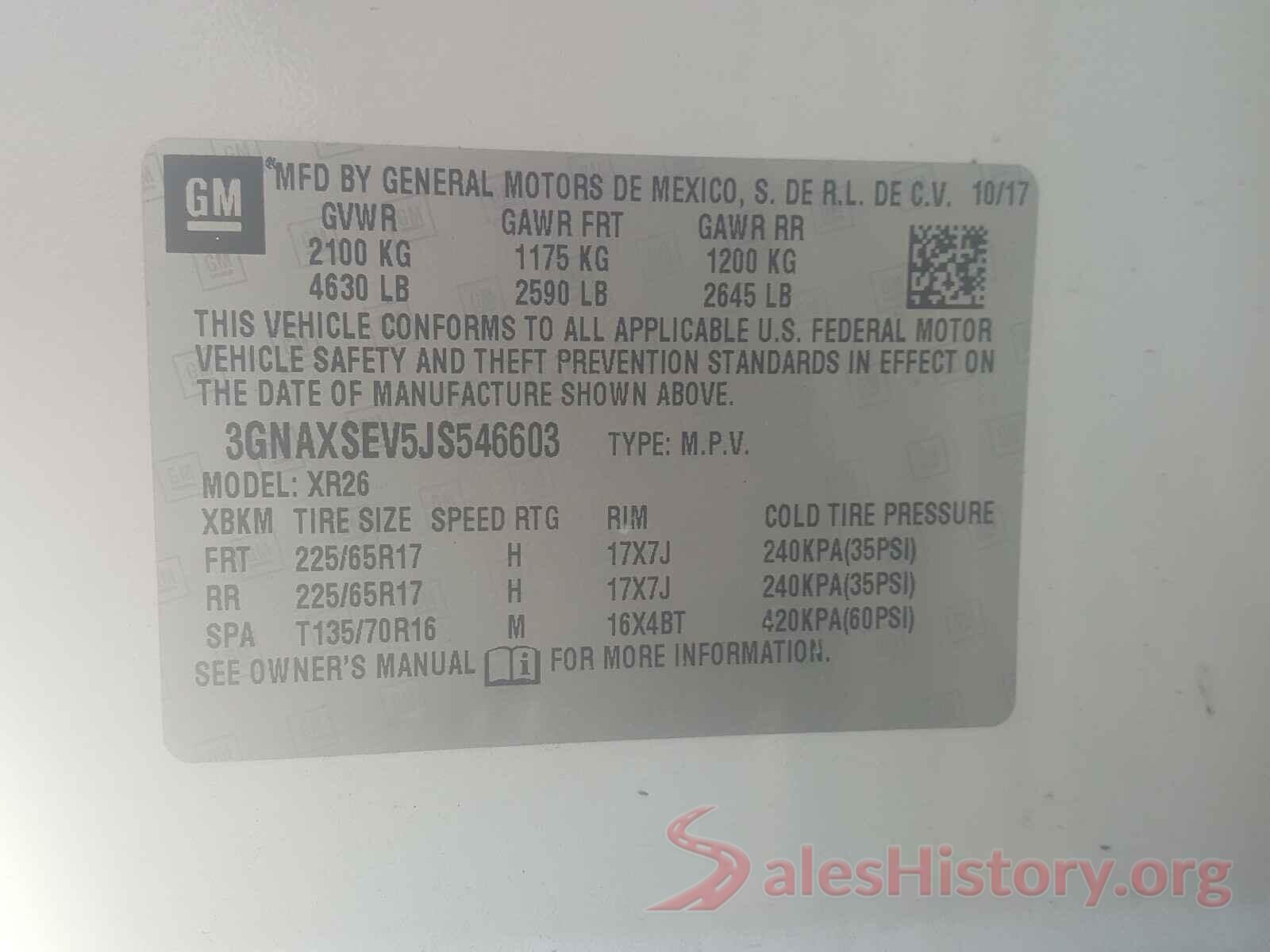 3GNAXSEV5JS546603 2018 CHEVROLET EQUINOX