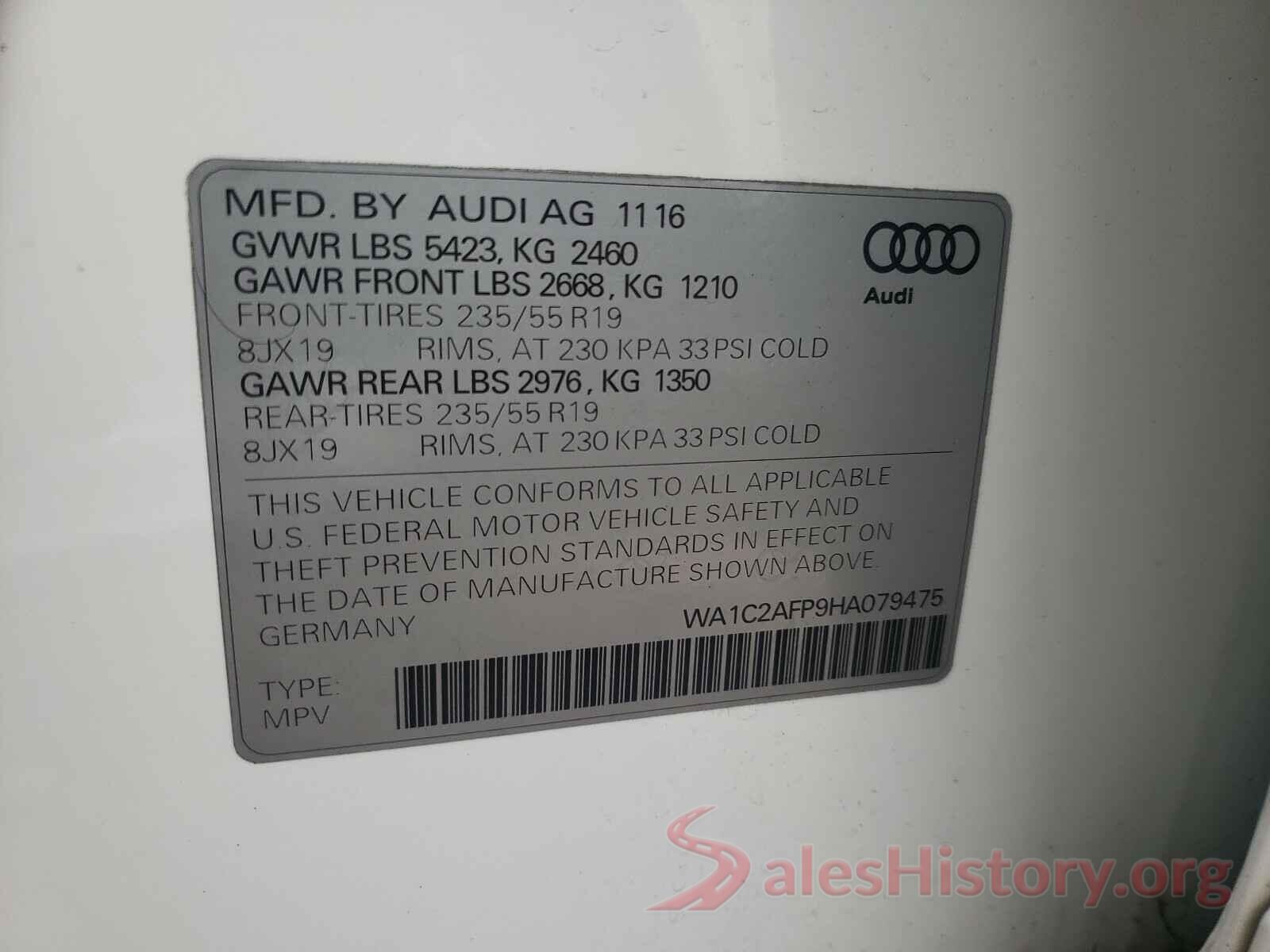 WA1C2AFP9HA079475 2017 AUDI Q5