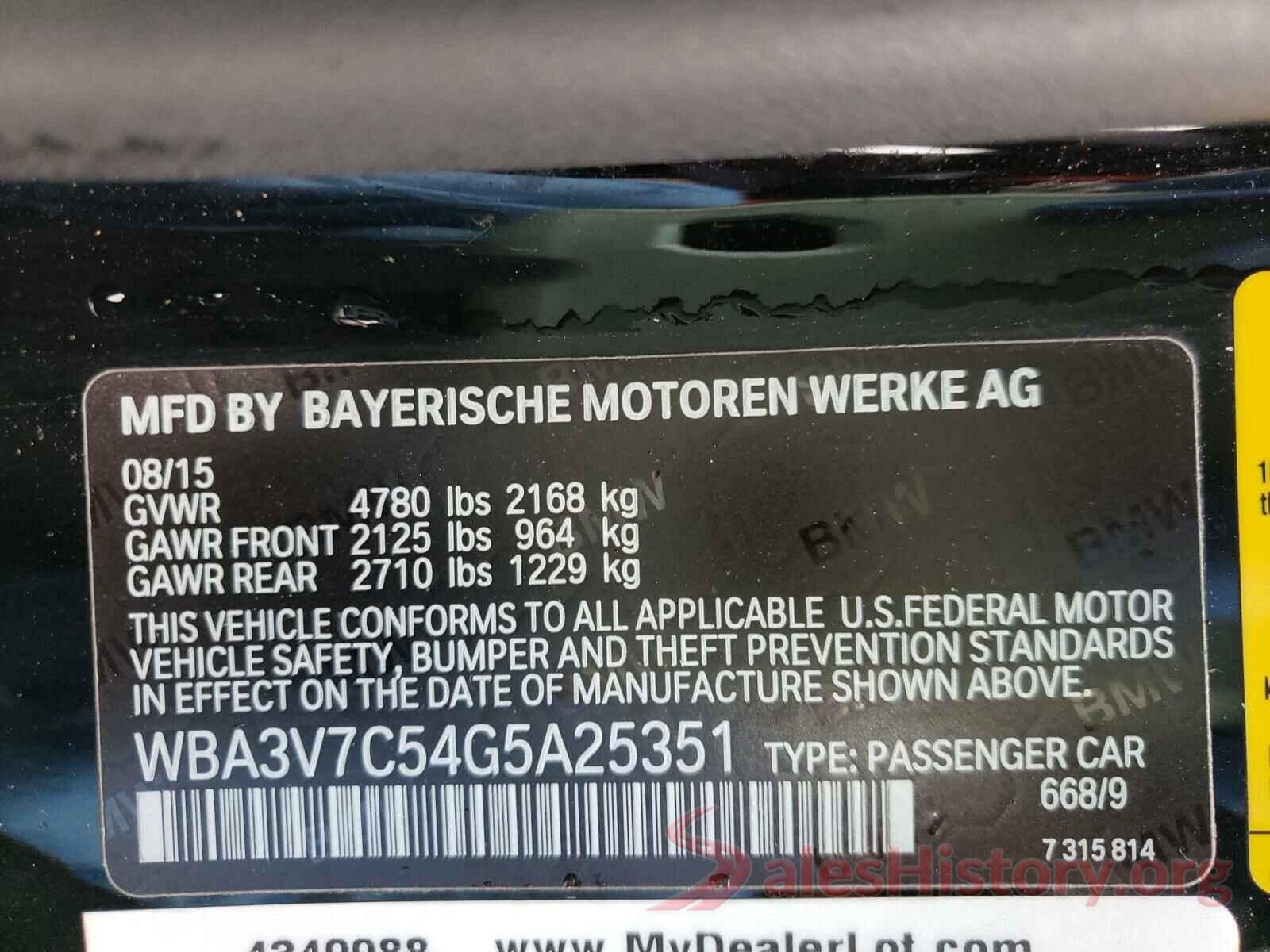 WBA3V7C54G5A25351 2016 BMW 4 SERIES