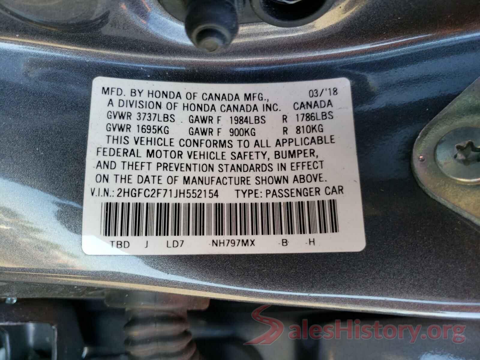 2HGFC2F71JH552154 2018 HONDA CIVIC