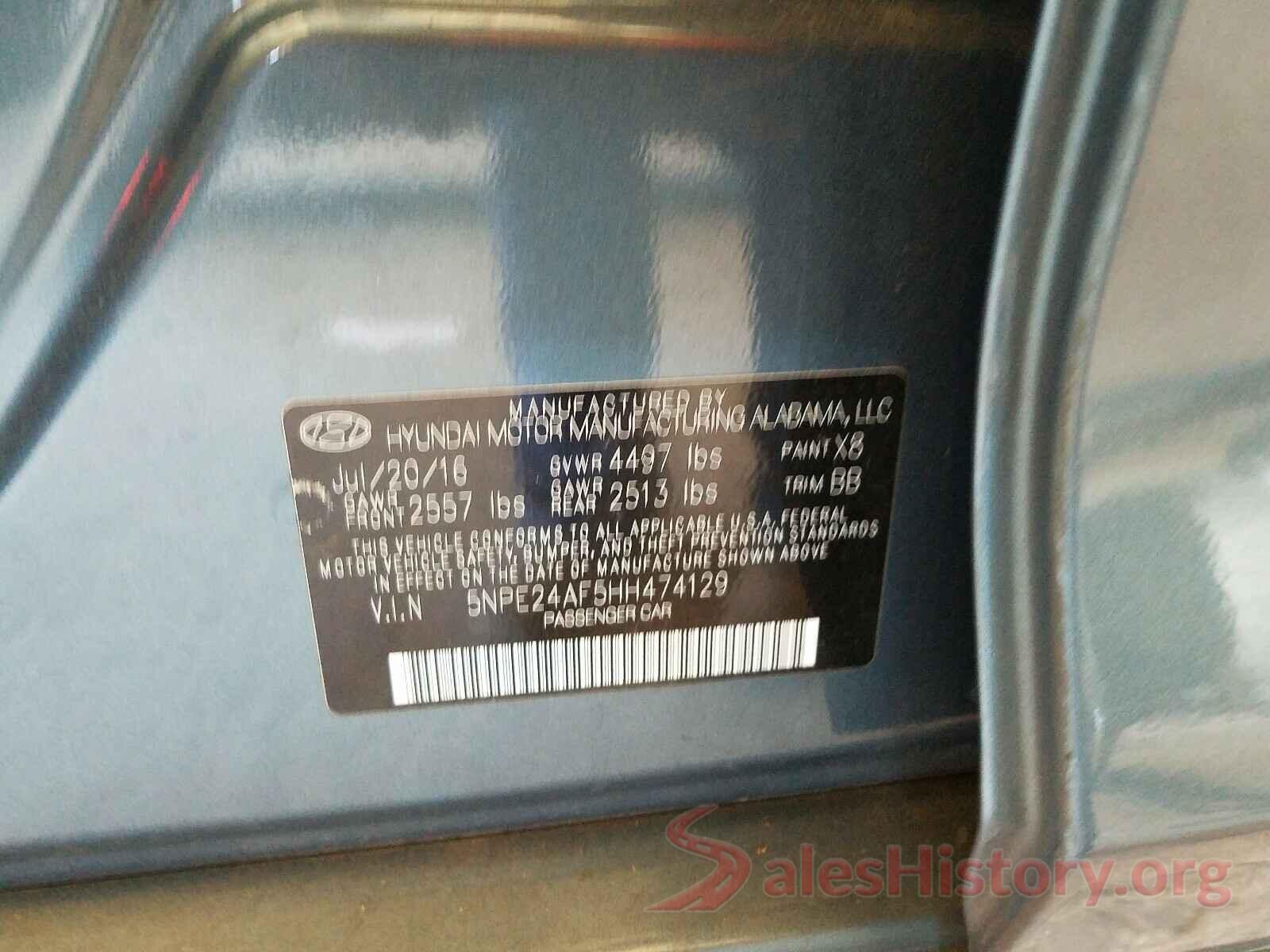 5NPE24AF5HH474129 2017 HYUNDAI SONATA