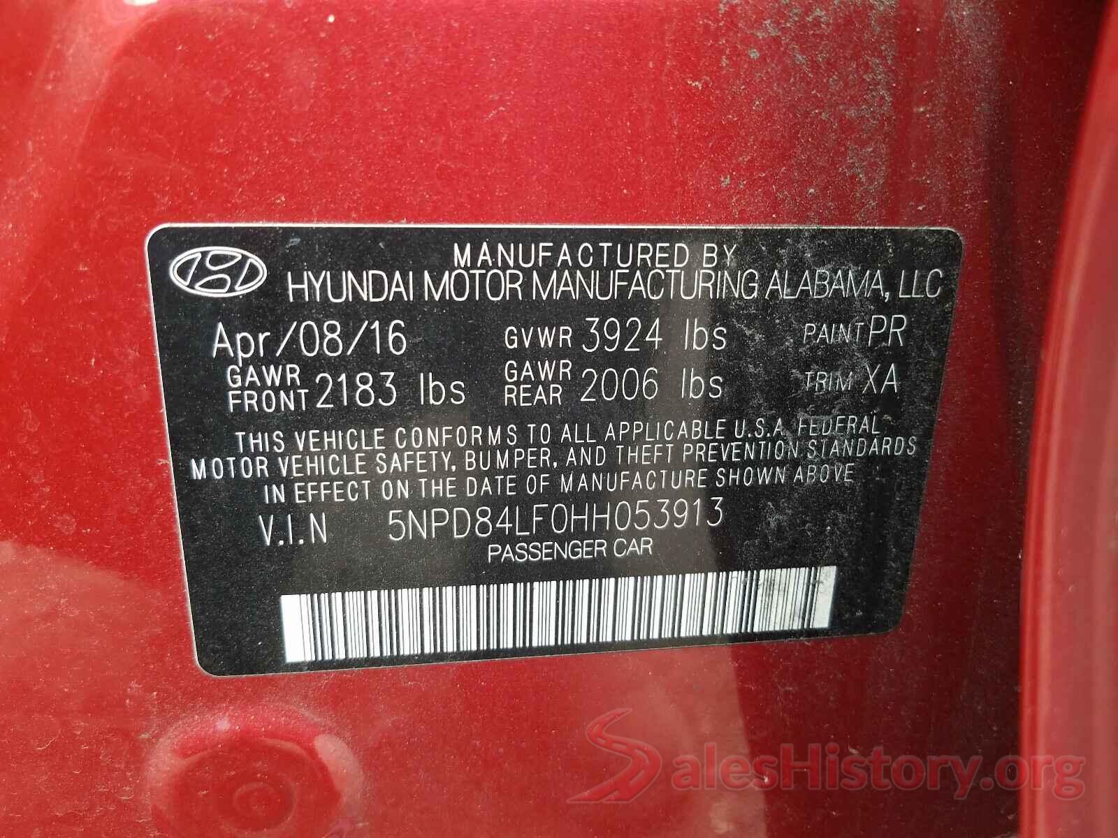 5NPD84LF0HH053913 2017 HYUNDAI ELANTRA