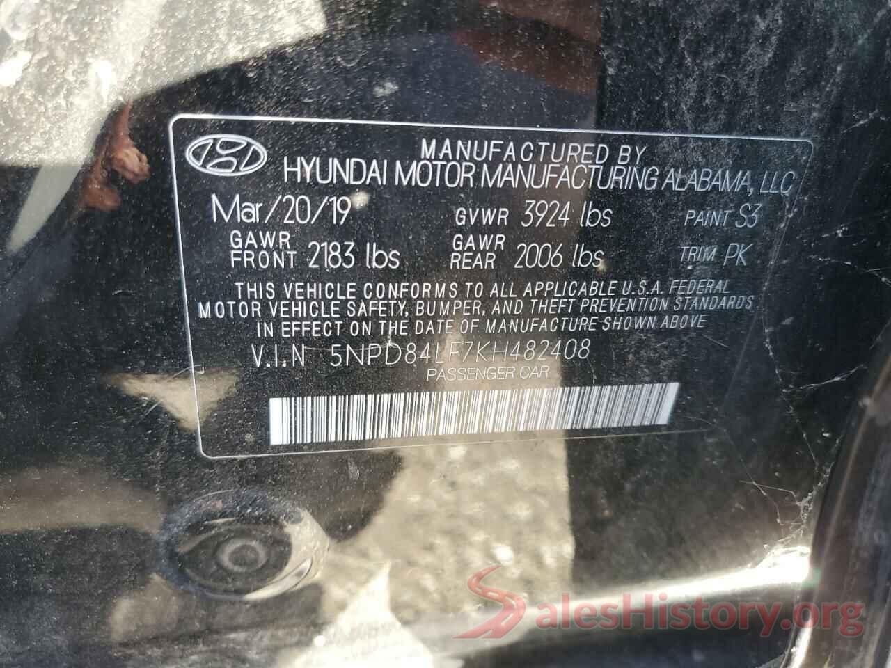 5NPD84LF7KH482408 2019 HYUNDAI ELANTRA