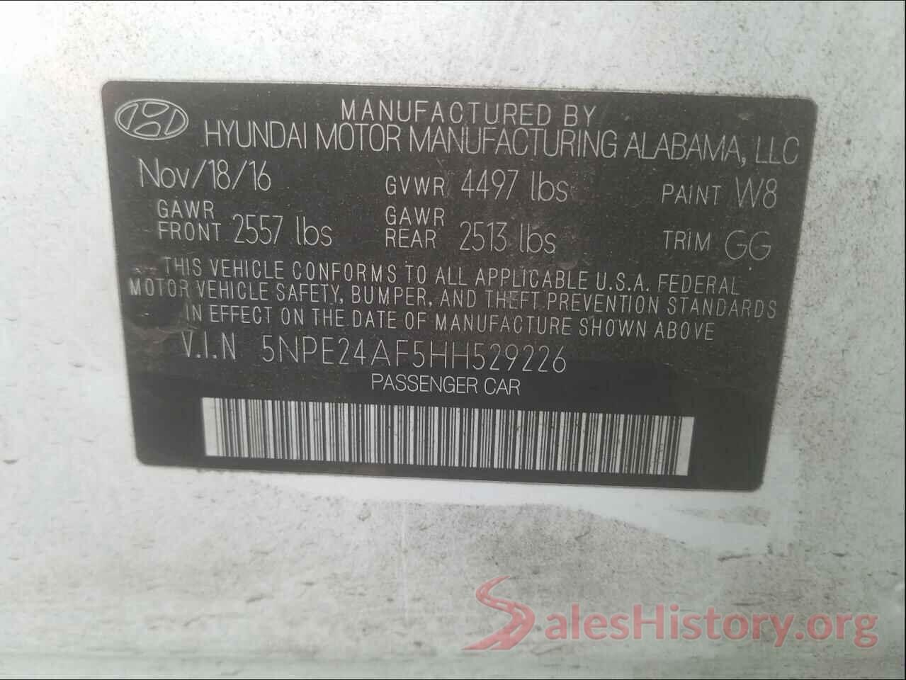 5NPE24AF5HH529226 2017 HYUNDAI SONATA