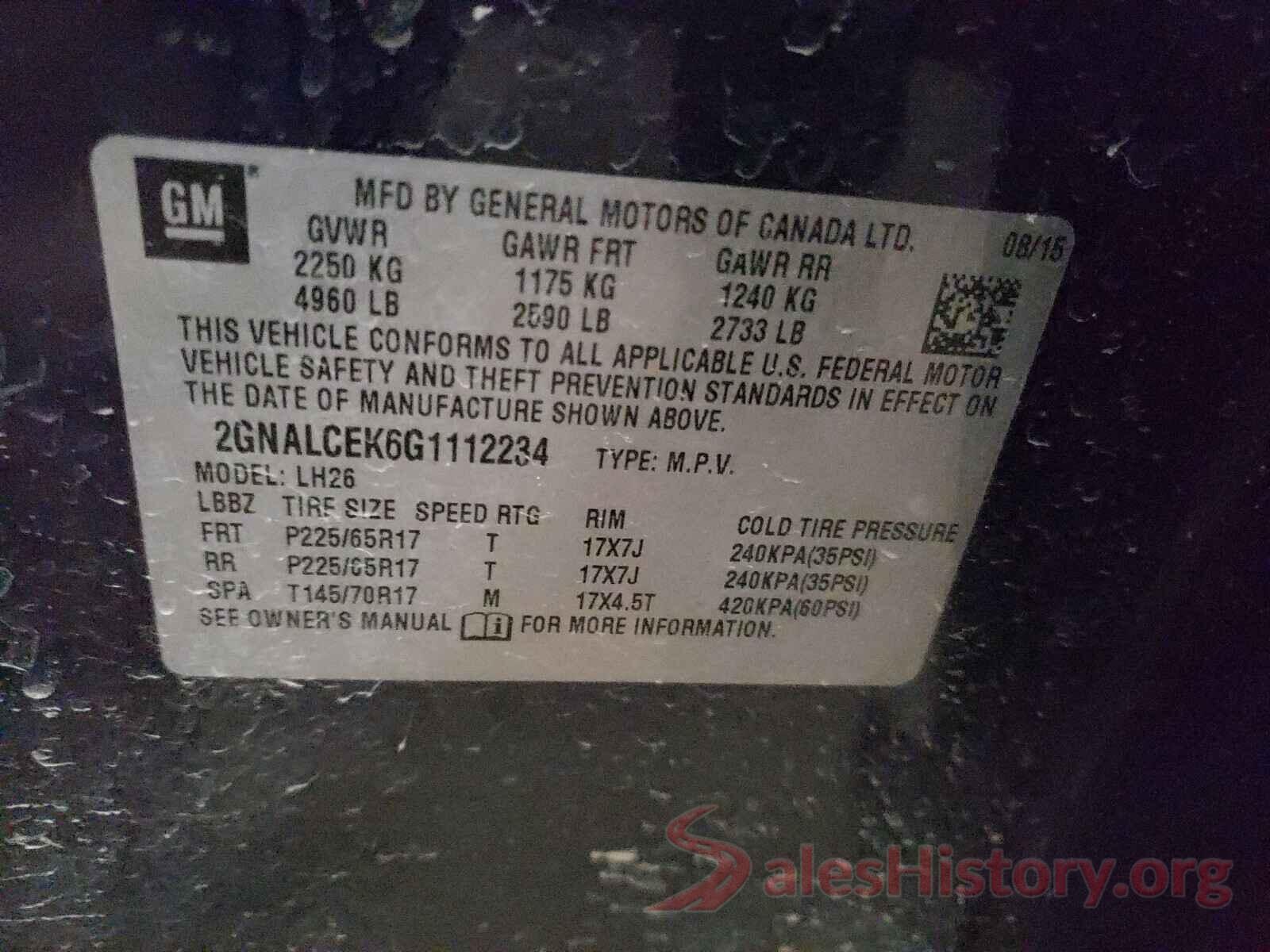 2GNALCEK6G1112234 2016 CHEVROLET EQUINOX