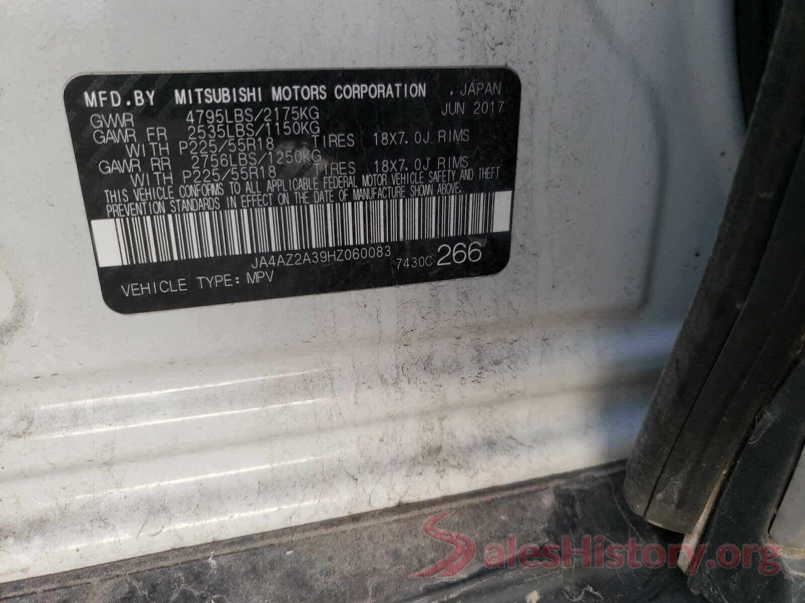 JA4AZ2A39HZ060083 2017 MITSUBISHI OUTLANDER