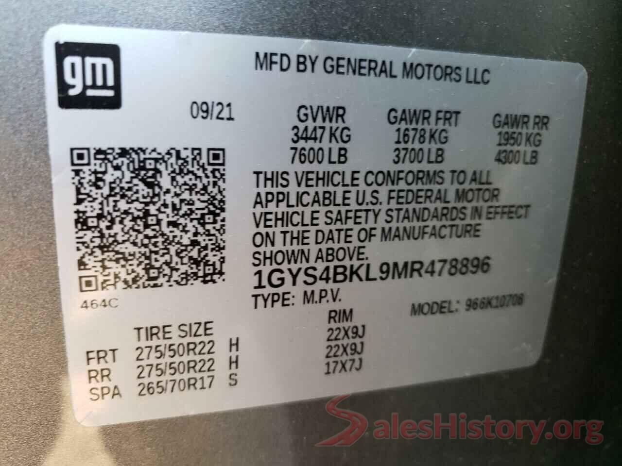 1GYS4BKL9MR478896 2021 CADILLAC ESCALADE