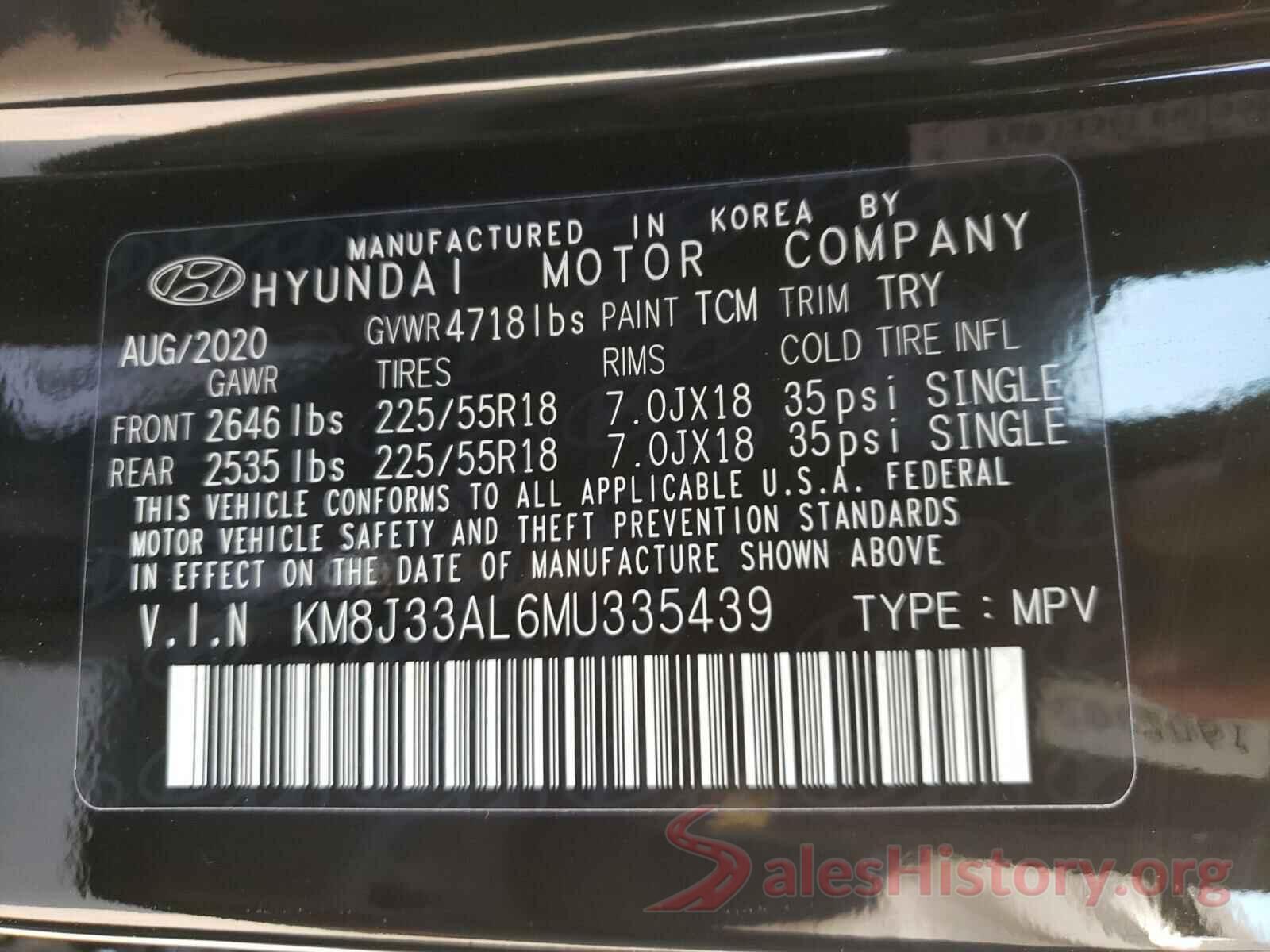 KM8J33AL6MU335439 2021 HYUNDAI TUCSON