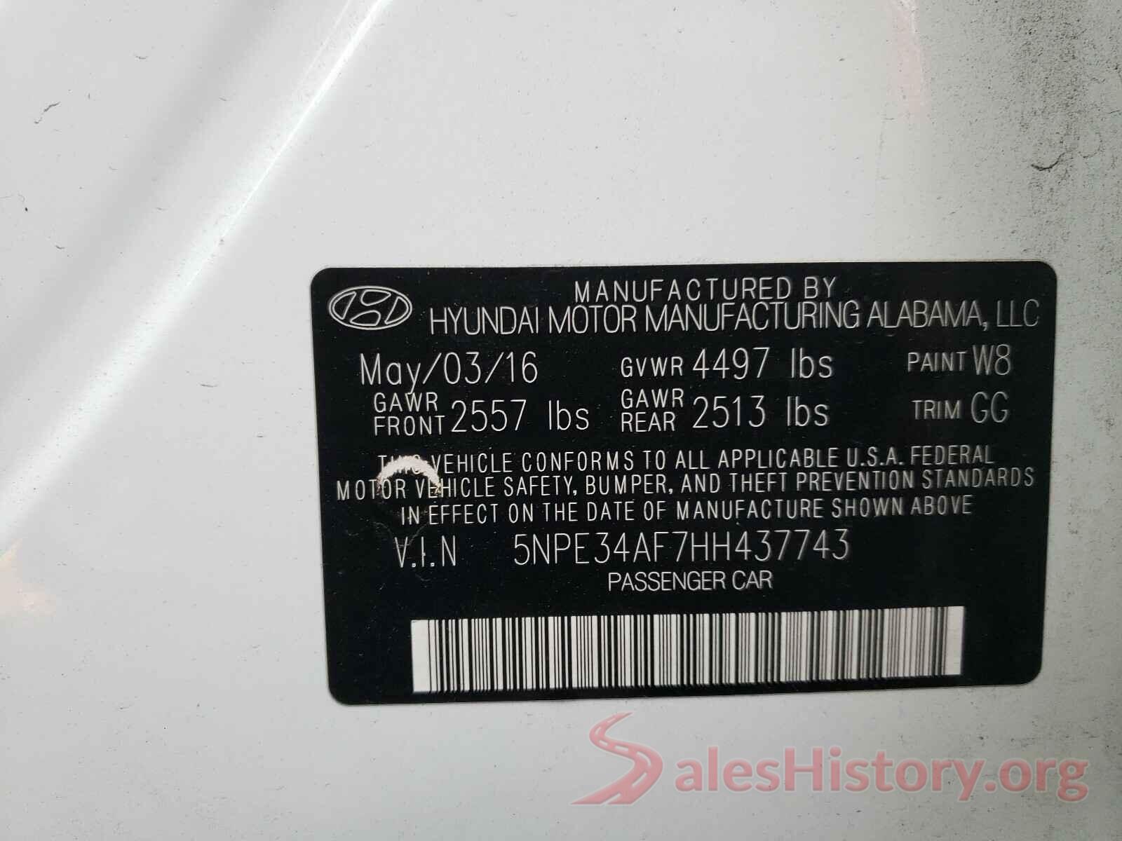 5NPE34AF7HH437743 2017 HYUNDAI SONATA