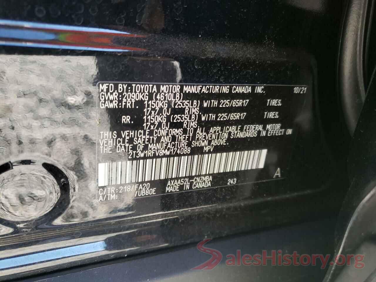 2T3W1RFV8MW174088 2021 TOYOTA RAV4