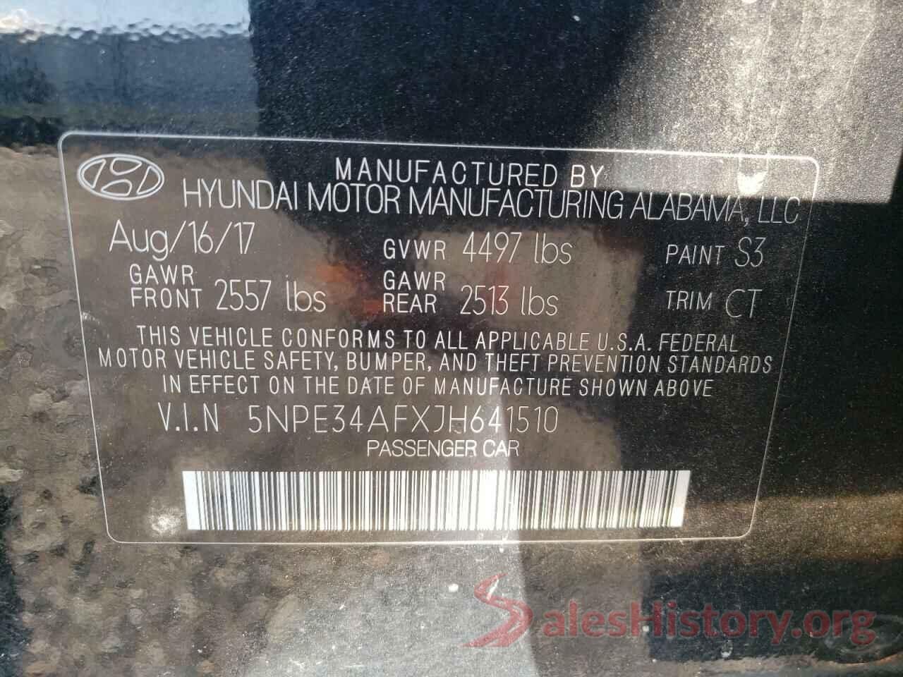 5NPE34AFXJH641510 2018 HYUNDAI SONATA