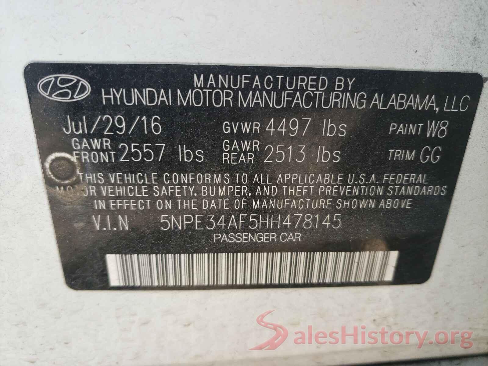 5NPE34AF5HH478145 2017 HYUNDAI SONATA