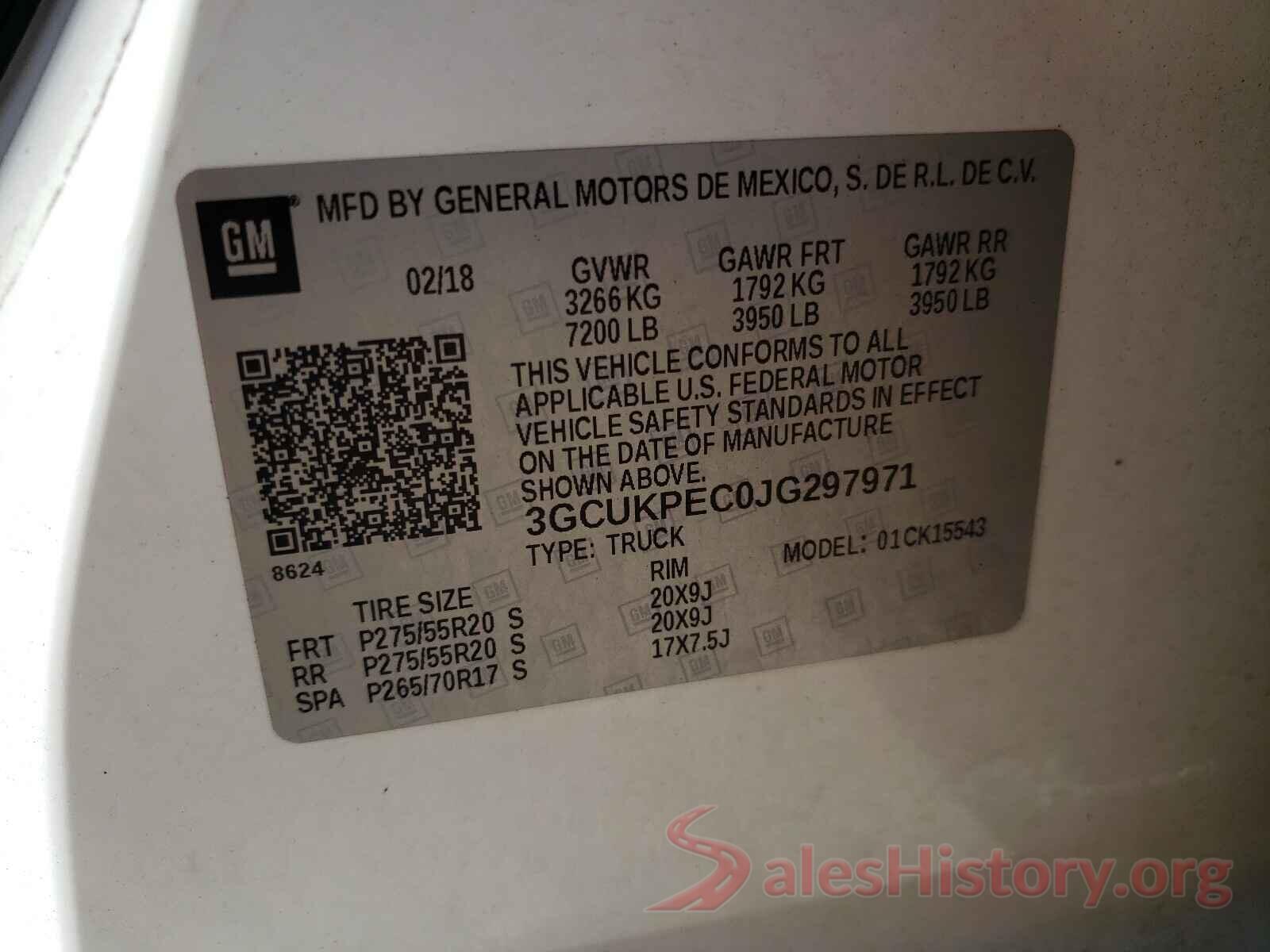 3GCUKPEC0JG297971 2018 CHEVROLET SILVERADO