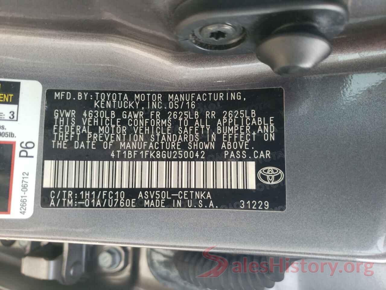 4T1BF1FK8GU250042 2016 TOYOTA CAMRY