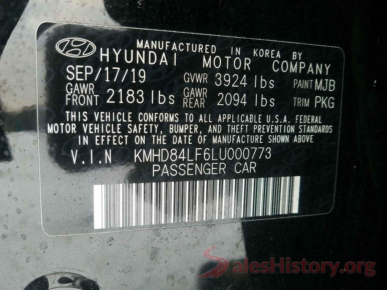 KMHD84LF6LU000773 2020 HYUNDAI ELANTRA