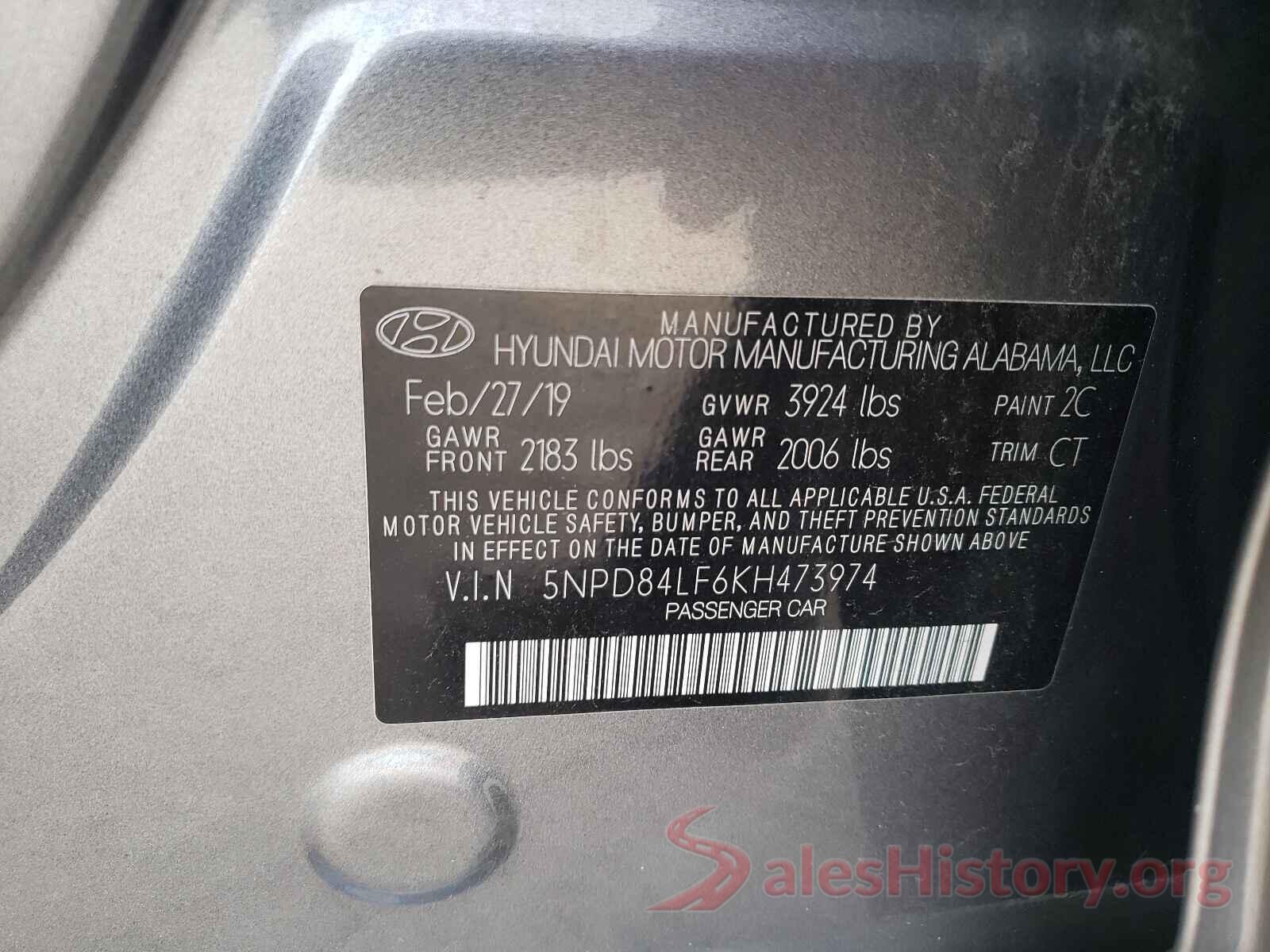 5NPD84LF6KH473974 2019 HYUNDAI ELANTRA